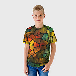 Футболка детская Витражная стеклянная мозаика, цвет: 3D-принт — фото 2