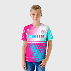 Футболка детская Borussia neon gradient style посередине, цвет: 3D-принт — фото 2