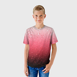 Футболка детская Градиент розово-чёрный брызги, цвет: 3D-принт — фото 2
