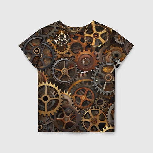 Детская футболка Стимпанк ржавые шестеренки текстура / 3D-принт – фото 2