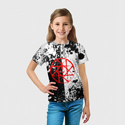 Футболка детская Стальной алхимик - брызги черно-белые, цвет: 3D-принт — фото 2