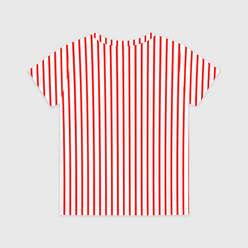 Детская футболка Белый в красную полоску / 3D-принт – фото 2