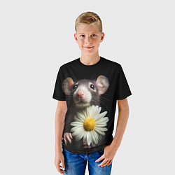 Футболка детская Крыс и ромашка, цвет: 3D-принт — фото 2