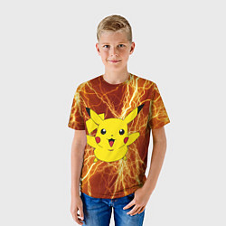 Футболка детская Pikachu yellow lightning, цвет: 3D-принт — фото 2