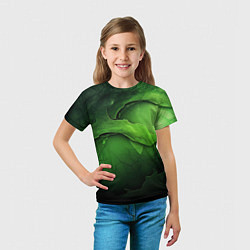Футболка детская Зеленая яркая абстрактная текстура, цвет: 3D-принт — фото 2