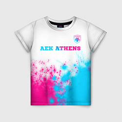 Футболка детская AEK Athens neon gradient style посередине, цвет: 3D-принт