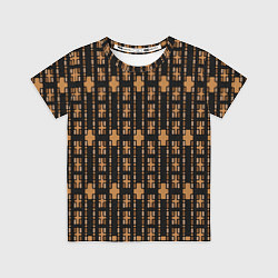 Футболка детская Коричневые кирпичики на чёрном фоне, цвет: 3D-принт