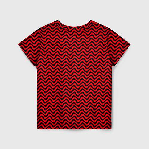 Детская футболка Чёрно-красный искажённые полосы / 3D-принт – фото 2