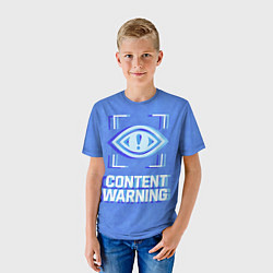 Футболка детская Content Warning blue, цвет: 3D-принт — фото 2