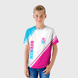 Футболка детская Monaco neon gradient style вертикально, цвет: 3D-принт — фото 2