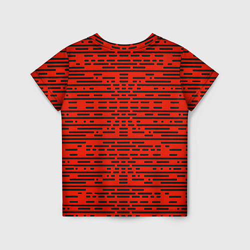 Детская футболка Чёрные полосы на красном фоне / 3D-принт – фото 2