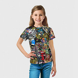 Футболка детская Разноцветные татуировки в стиле граффити, цвет: 3D-принт — фото 2