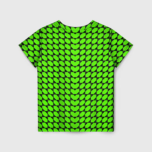 Детская футболка Зелёные лепестки шестиугольники / 3D-принт – фото 2