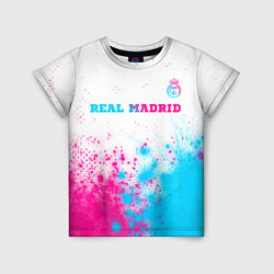 Футболка детская Real Madrid neon gradient style посередине, цвет: 3D-принт