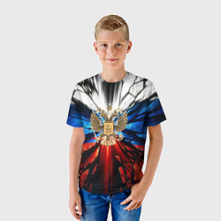 Футболка детская Герб России триколор, цвет: 3D-принт — фото 2