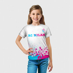 Футболка детская AC Milan neon gradient style посередине, цвет: 3D-принт — фото 2