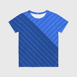 Футболка детская Сине-голубой косые полосы, цвет: 3D-принт