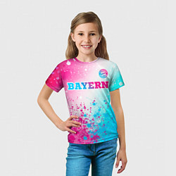 Футболка детская Bayern neon gradient style посередине, цвет: 3D-принт — фото 2