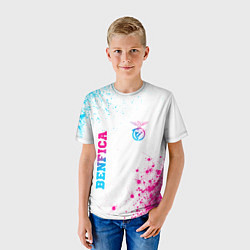 Футболка детская Benfica neon gradient style вертикально, цвет: 3D-принт — фото 2