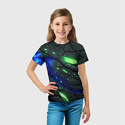 Футболка детская Разлом плит с зеленым свечением, цвет: 3D-принт — фото 2