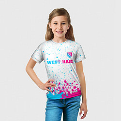 Футболка детская West Ham neon gradient style посередине, цвет: 3D-принт — фото 2