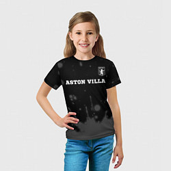 Футболка детская Aston Villa sport на темном фоне посередине, цвет: 3D-принт — фото 2