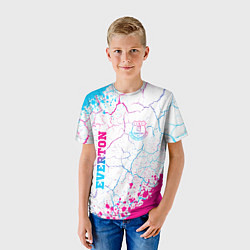 Футболка детская Everton neon gradient style вертикально, цвет: 3D-принт — фото 2