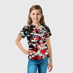Футболка детская Черно-белые блоки в красном тумане, цвет: 3D-принт — фото 2