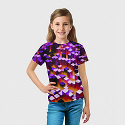 Футболка детская Фиолетовые блоки в оранжевом тумане, цвет: 3D-принт — фото 2