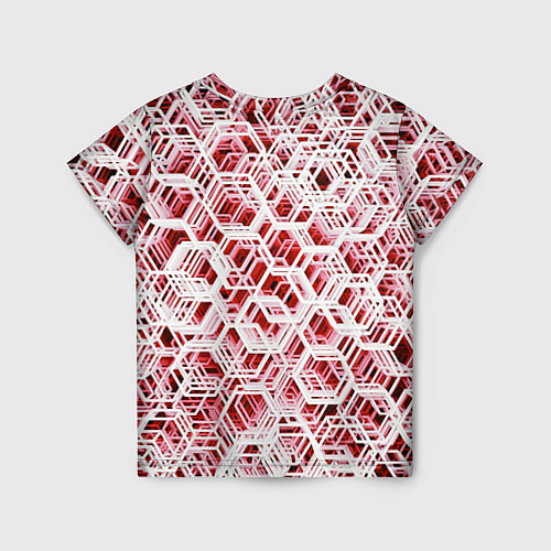 Детская футболка Хаотичный гексагональный каркас в красном тумане / 3D-принт – фото 2