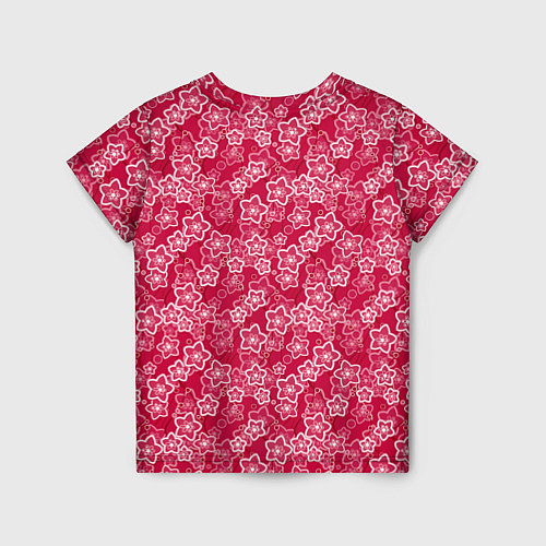 Детская футболка Красно-белый цветочный узор ретро / 3D-принт – фото 2