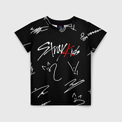 Футболка детская Stray kids автографы лого, цвет: 3D-принт