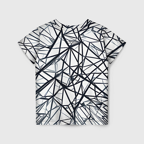 Детская футболка Чёрные хаотичные линии на белом фоне / 3D-принт – фото 2