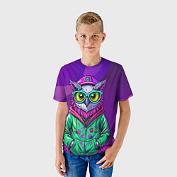 Футболка детская Модная сова на фиолетовом, цвет: 3D-принт — фото 2