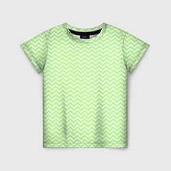 Футболка детская Светло-зелёный ломаные полосы, цвет: 3D-принт