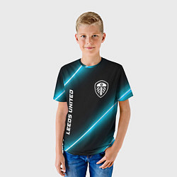 Футболка детская Leeds United неоновые лампы, цвет: 3D-принт — фото 2