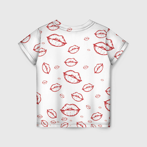 Детская футболка Паттерн красные губы на белом - lips classic / 3D-принт – фото 2