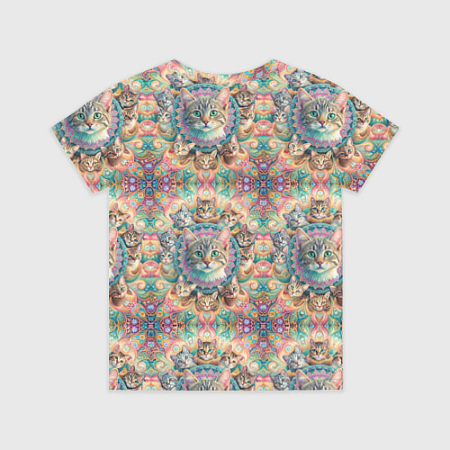Детская футболка Узор из котов и мандалы / 3D-принт – фото 2