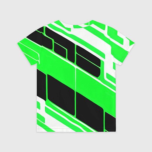 Детская футболка Зелёно-белые полосы и чёрный фон / 3D-принт – фото 2