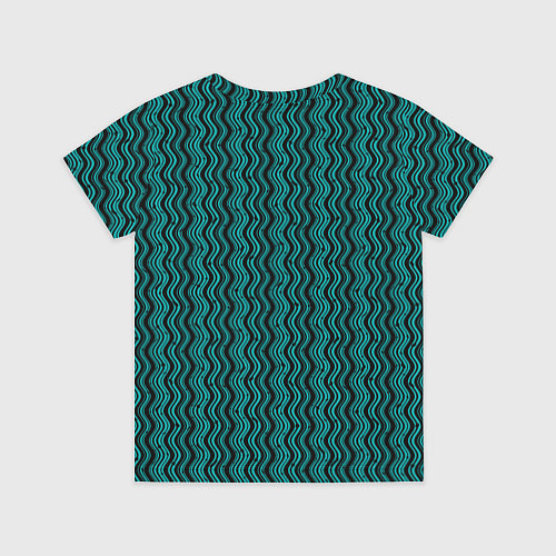 Детская футболка Чёрно-бирюзовый волнистые линии / 3D-принт – фото 2