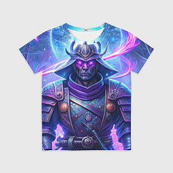 Футболка детская Самурай ледяной фэнтезийный синий стиль - вьюга, цвет: 3D-принт