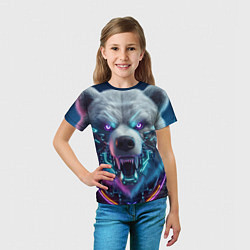 Футболка детская Cyber bear - neon glow, цвет: 3D-принт — фото 2