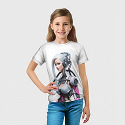 Футболка детская Cyber warrior Barbie - ai art fantasy, цвет: 3D-принт — фото 2