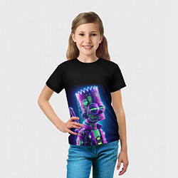 Футболка детская Bart Simpson cyber ninja - neon glow, цвет: 3D-принт — фото 2