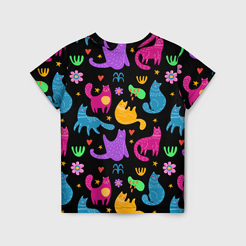 Детская футболка Паттерн разноцветных котиков / 3D-принт – фото 2