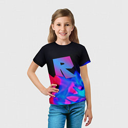 Футболка детская Roblox neon flame, цвет: 3D-принт — фото 2