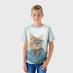 Футболка детская Альфа кот, цвет: 3D-принт — фото 2
