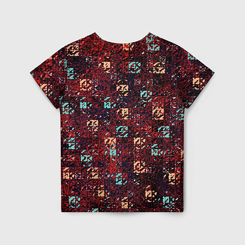 Детская футболка Тёмный красный текстурированный кубики / 3D-принт – фото 2