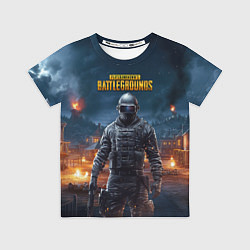 Футболка детская PUBG персонаж в ночном городе, цвет: 3D-принт