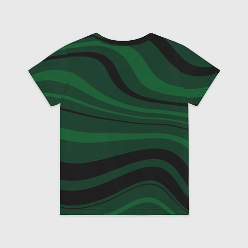 Детская футболка Тёмный зелёный волнистые полосы / 3D-принт – фото 2